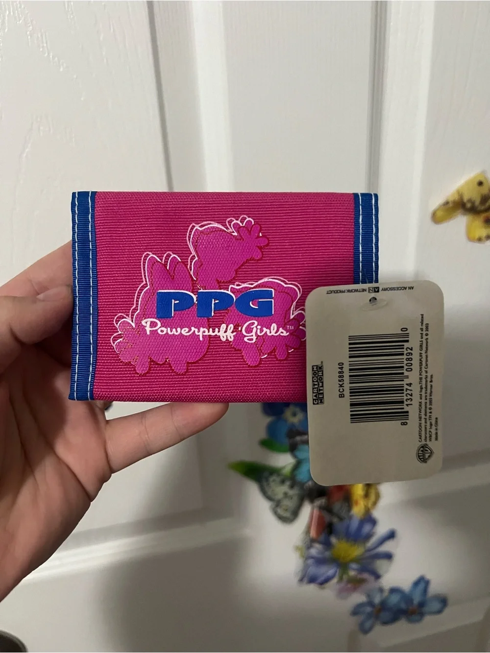 Vintage Powerpuff Girls Trifold Wallet with Blue Trim